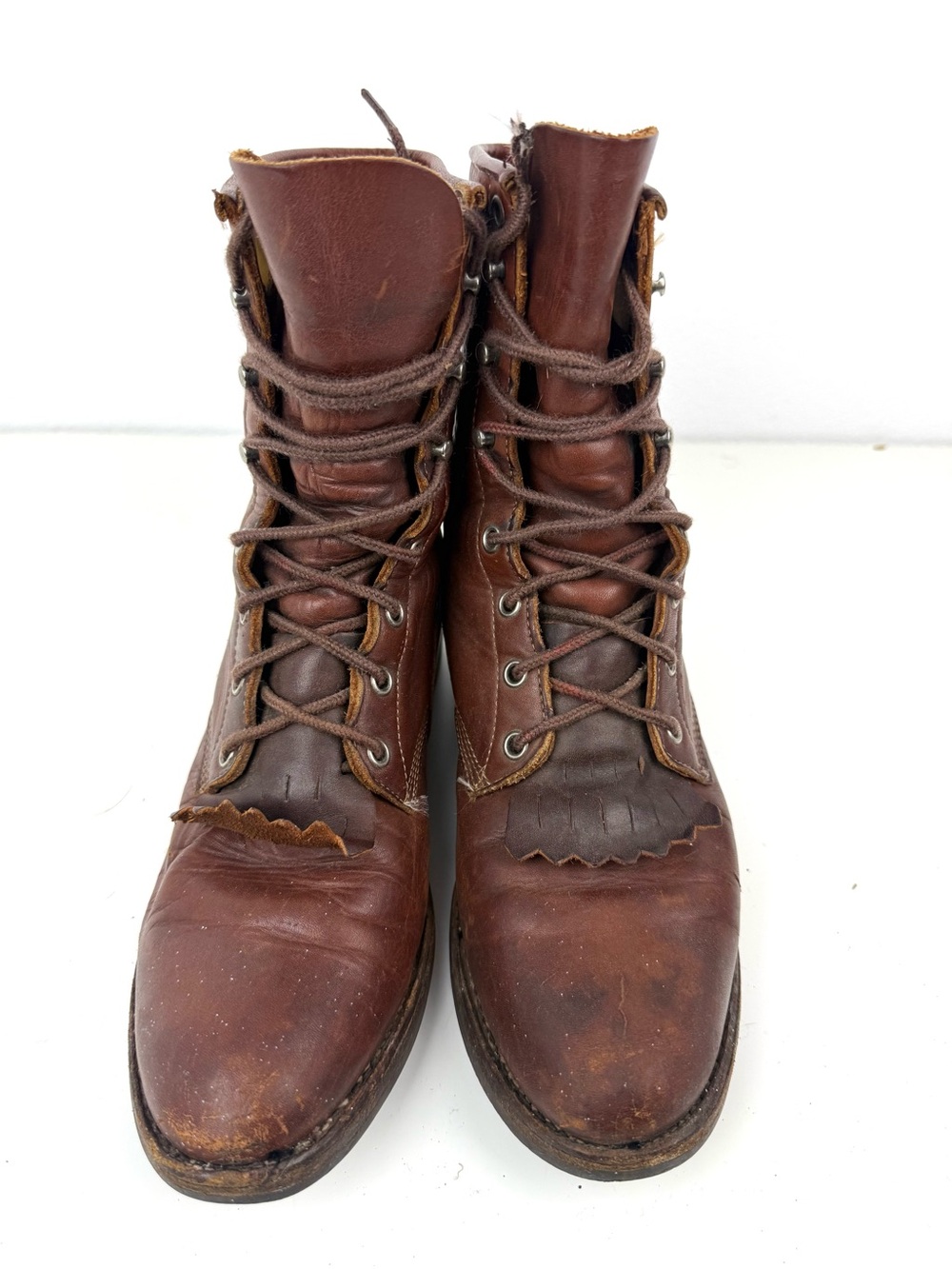 Justin Boots 'Kiltie' Women's Brown Leather Lace-Up Boots